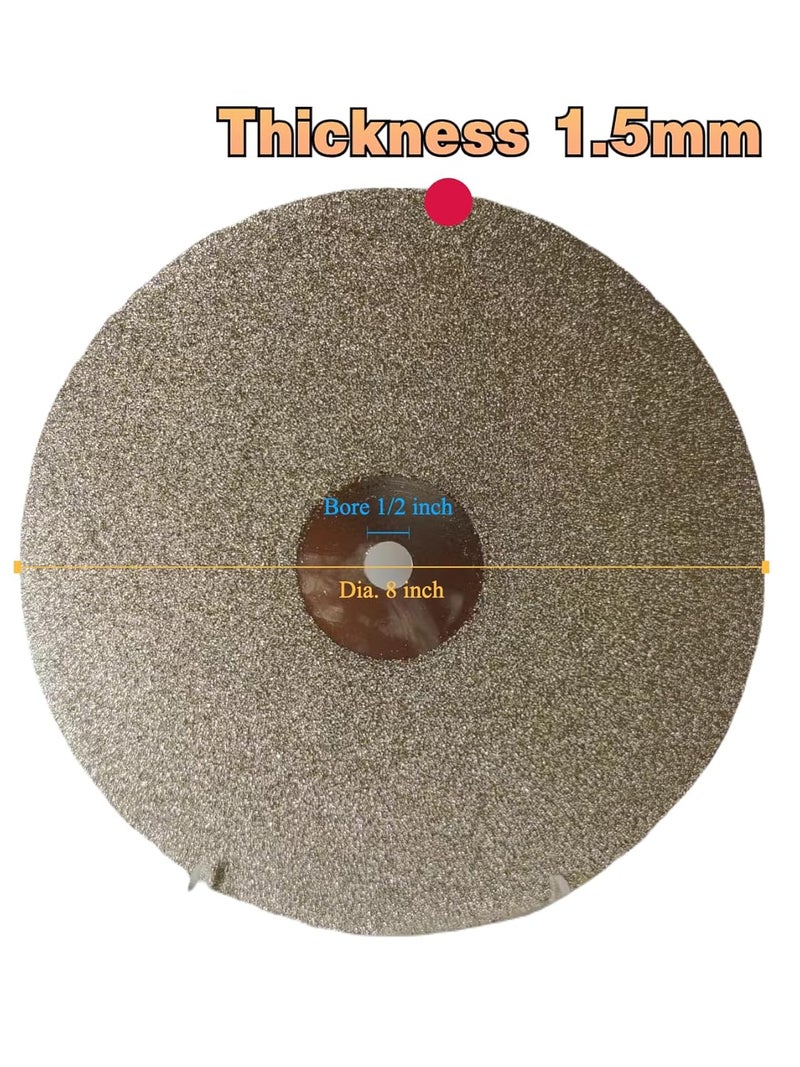 dmsphd Diamond Flat Lap Disc, 8 Inch, 3000 Grit, 1/2 Inch Arbor, for Gemstone Glass Ceramics Grinding Polishing (3000 Grit) - Image 2